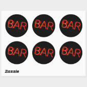 Bar Neon Teken Ronde Stickers (Vel)
