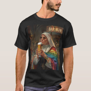 Bar Nun (woordwoordspeling) Digitale kunst T-shirt