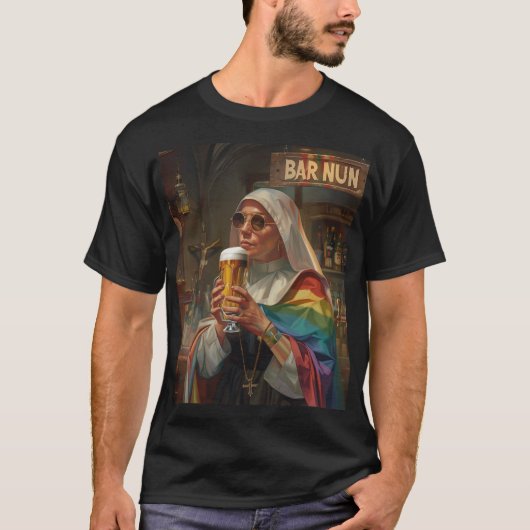 Bar Nun (woordwoordspeling) Digitale kunst T-shirt (Voorkant)