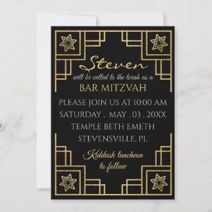 Bar of Bat Mitzvah Art Deco Kaart