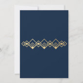 Bar of Bat Mitzvah Blue in Gold Art Deco Kaart (Achterkant)