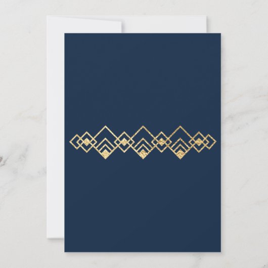 Bar of Bat Mitzvah Blue in Gold Art Deco Kaart (Achterkant)