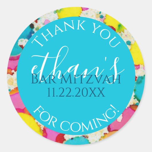 Bar of Bat Mitzvah Confetti Design Round Sticker (Voorkant)