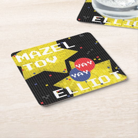 Bar of Bat Mitzvah GAME ON Kartonnen Onderzetters (Schuin)