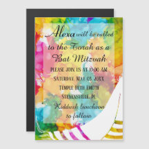 Bar of bat Mitzvah Magnetic Party Invitation