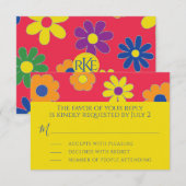 Bar of Bat Mitzvah RSVP Flowers Kaartje (Voorkant / Achterkant)