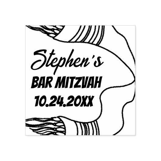 Bar of Bat Mitzvah Tallit houten kunststempel Rubberstempel (Afrduk)