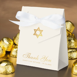 Bar or Bat Mitzvah Faux Gold Star Thank You Ivory Bedankdoosjes