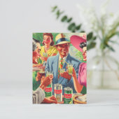  Bar Peolpe 1950s Illustratie Briefkaart (Staand voorkant)