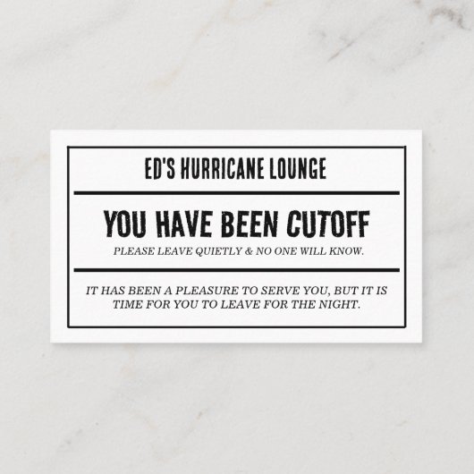 Bar Pub Cutoff Kaarten Visitekaartje (Achterkant)