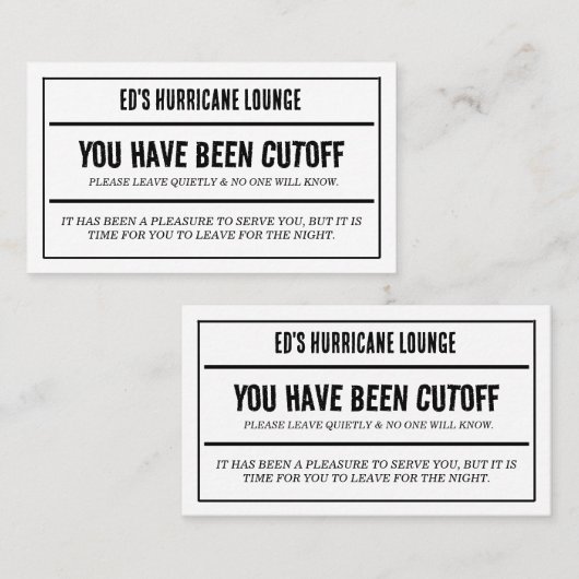 Bar Pub Cutoff Kaarten Visitekaartje (Voorkant / Achterkant)