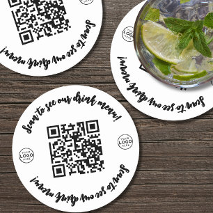 Bar Restaurant Menu Logo Hier QR-code Ronde Kartonnen Onderzetter