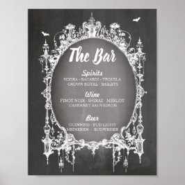 Bar Rustic Gothic Halloween Sign Wedding Reception Poster