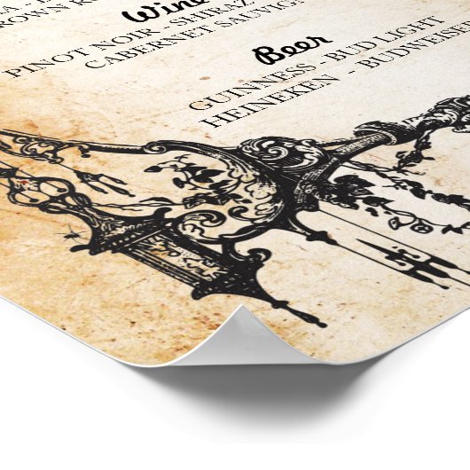 Bar Rustic Gothic Halloween Sign Wedding Reception Poster (Hoek)