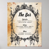 Bar Rustic Gothic Halloween Sign Wedding Reception Poster (Voorkant)