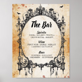 Bar Rustic Gothic Halloween Sign Wedding Reception Poster