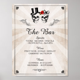Bar Rustic Skull Halloween Sign Weddenschappen Rec Poster