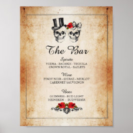 Bar Rustic Skull Halloween Sign Weddenschappen Rec Poster