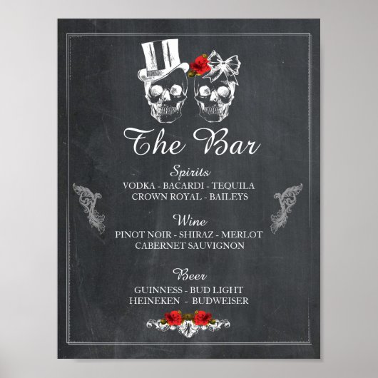Bar Rustic Skull Halloween Sign Weddenschappen Rec Poster (Voorkant)