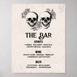 Bar Rustic Skull Halloween Sign Weddenschappen Rec Poster