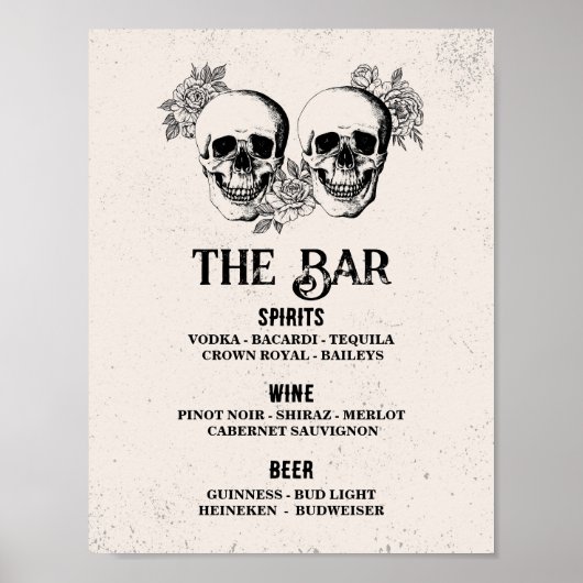 Bar Rustic Skull Halloween Sign Weddenschappen Rec Poster (Voorkant)