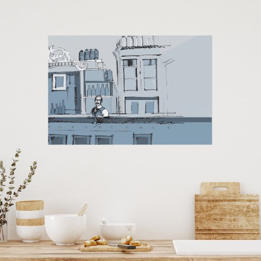 Bar scene uit 1880 - rechts poster (Keuken)