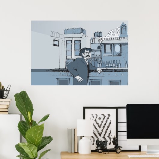 Bar scene van 1880 - links poster (Thuiskantoor)