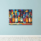 "Bar Shelf Bottle Collectie" (Stijl 1) Canvas Afdruk (Insitu (Houten vloer))