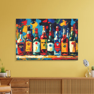 "Bar Shelf Bottle Collectie" (Stijl 1) Canvas Afdruk