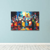 "Bar Shelf Bottle Collection" (Stijl 10) Canvas Afdruk (Insitu (Houten vloer))