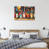 "Bar Shelf Bottle Collection" (Stijl 2) Canvas Afdruk (Insitu (Slaapkamer))