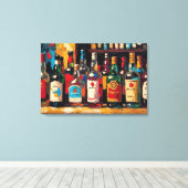 "Bar Shelf Bottle Collection" (Stijl 2) Canvas Afdruk (Insitu (Houten vloer))