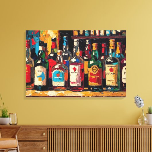 "Bar Shelf Bottle Collection" (Stijl 2) Canvas Afdruk (Insitu (Woonkamer))