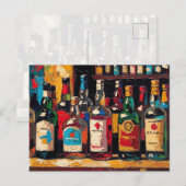 "Bar Shelf Bottle Collection" (Stijl 2) Feestdagenkaart (Voorkant / Achterkant)