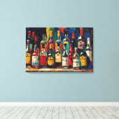 "Bar Shelf Bottle Collection" (Stijl 3) Canvas Afdruk (Insitu (Houten vloer))