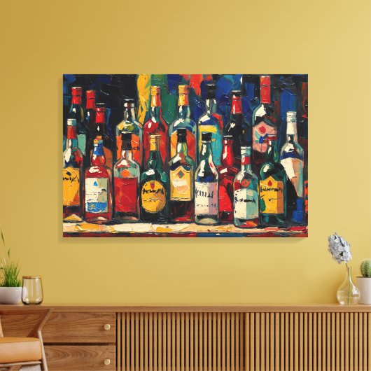 "Bar Shelf Bottle Collection" (Stijl 3) Canvas Afdruk (Insitu (Woonkamer))