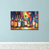 "Bar Shelf Bottle Collection" (Stijl 4) Canvas Afdruk (Insitu (Houten vloer))