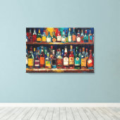 "Bar Shelf Bottle Collection" (Stijl 5) Canvas Afdruk (Insitu (Houten vloer))