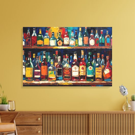 "Bar Shelf Bottle Collection" (Stijl 5) Canvas Afdruk (Insitu (Woonkamer))