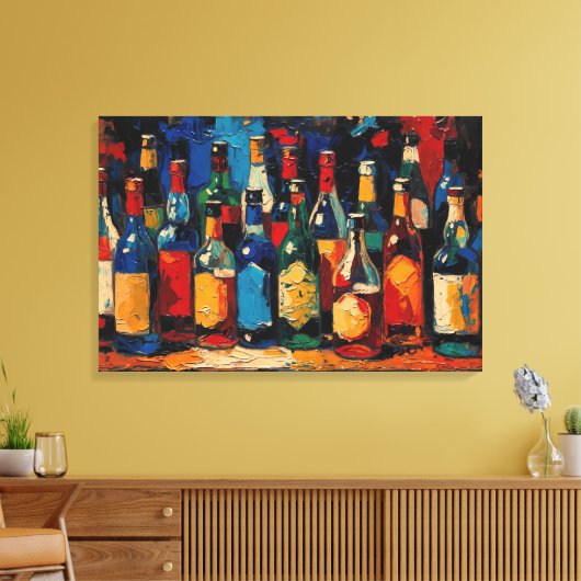 "Bar Shelf Bottle Collection" (Stijl 6) Canvas Afdruk (Insitu (Woonkamer))