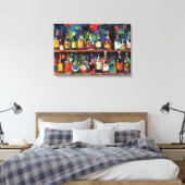 "Bar Shelf Bottle Collection" (Stijl 7) Canvas Afdruk (Insitu (Slaapkamer))