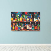 "Bar Shelf Bottle Collection" (Stijl 7) Canvas Afdruk (Insitu (Houten vloer))