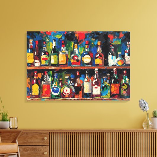 "Bar Shelf Bottle Collection" (Stijl 7) Canvas Afdruk (Insitu (Woonkamer))