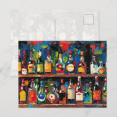 "Bar Shelf Bottle Collection" (Stijl 7) Feestdagenkaart (Voorkant / Achterkant)