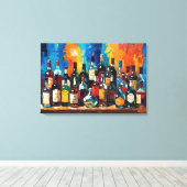 "Bar Shelf Bottle Collection" (Stijl 9) Canvas Afdruk (Insitu (Houten vloer))