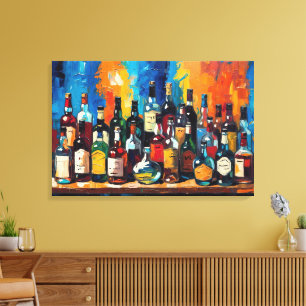 "Bar Shelf Bottle Collection" (Stijl 9) Canvas Afdruk