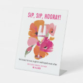 Bar teken Floral Wijn Glas Sip Hoera Reclamebord Met Voetstuk (Voorkant)
