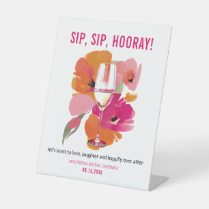 Bar teken Floral Wijn Glas Sip Hoera Reclamebord Met Voetstuk