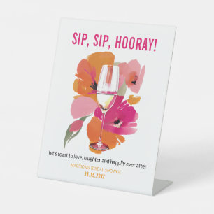 Bar teken Floral Wijn Glas Sip Hoera Reclamebord Met Voetstuk