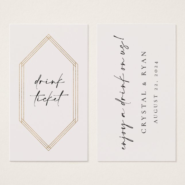 Bar Ticket Drink Symbolische Kaart C100 van de Ont (Voorkant /achterkant)